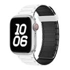 For Apple Watch SE 2022 44mm Tri-beads Magnetic Hoop Silicone Watch Band(White Black) - 1