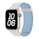 For Apple Watch SE 2022 44mm Tri-beads Magnetic Hoop Silicone Watch Band(White Fog Blue) - 1