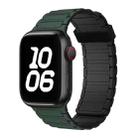 For Apple Watch Series 7 45mm Tri-beads Magnetic Hoop Silicone Watch Band(Deep Green Black) - 1