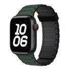 For Apple Watch SE 44mm Tri-beads Magnetic Hoop Silicone Watch Band(Deep Green Black) - 1