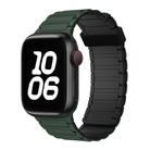 For Apple Watch Series 6 44mm Tri-beads Magnetic Hoop Silicone Watch Band(Deep Green Black) - 1