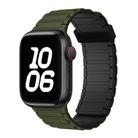 For Apple Watch Series 3 38mm Tri-beads Magnetic Hoop Silicone Watch Band(Army Green Black) - 1