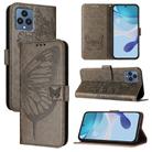 For T-Mobile REVVL 6 / 6x Embossed Butterfly Leather Phone Case(Grey) - 1