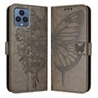 For T-Mobile REVVL 6 / 6x Embossed Butterfly Leather Phone Case(Grey) - 2