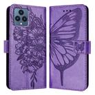 For T-Mobile REVVL 6 / 6x Embossed Butterfly Leather Phone Case(Light Purple) - 2