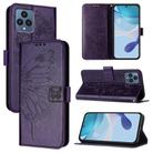 For T-Mobile REVVL 6 / 6x Embossed Butterfly Leather Phone Case(Dark Purple) - 1