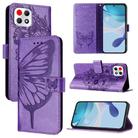 For T-Mobile REVVL 7 5G Embossed Butterfly Leather Phone Case(Light Purple) - 1