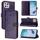 For T-Mobile REVVL 7 5G Embossed Butterfly Leather Phone Case(Dark Purple) - 1