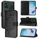 For HMD Pulse Pro Embossed Butterfly Leather Phone Case(Black) - 1