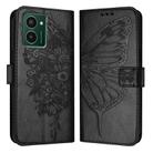 For HMD Pulse Pro Embossed Butterfly Leather Phone Case(Black) - 2