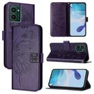 For HMD Pulse Pro Embossed Butterfly Leather Phone Case(Dark Purple) - 1