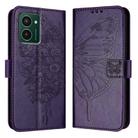 For HMD Pulse Pro Embossed Butterfly Leather Phone Case(Dark Purple) - 2