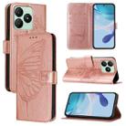 For Wiko T20 Embossed Butterfly Leather Phone Case(Rose Gold) - 1