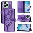 For Wiko T20 Embossed Butterfly Leather Phone Case(Light Purple) - 1