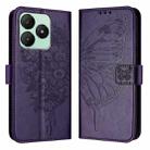 For Wiko T20 Embossed Butterfly Leather Phone Case(Dark Purple) - 2