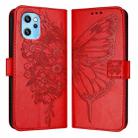 For UMIDIGI Power 7 Max Embossed Butterfly Leather Phone Case(Red) - 2