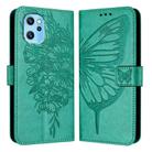 For UMIDIGI Power 7 Max Embossed Butterfly Leather Phone Case(Green) - 2