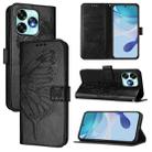 For UMIDIGI A15 / A15C / A15T Embossed Butterfly Leather Phone Case(Black) - 1