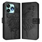 For UMIDIGI A15 / A15C / A15T Embossed Butterfly Leather Phone Case(Black) - 2