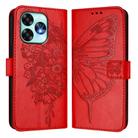 For UMIDIGI A15 / A15C / A15T Embossed Butterfly Leather Phone Case(Red) - 2