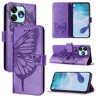 For UMIDIGI A15 / A15C / A15T Embossed Butterfly Leather Phone Case(Light Purple) - 1