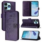 For UMIDIGI A15 / A15C / A15T Embossed Butterfly Leather Phone Case(Dark Purple) - 1