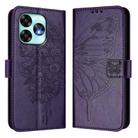 For UMIDIGI A15 / A15C / A15T Embossed Butterfly Leather Phone Case(Dark Purple) - 2