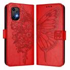 For UMIDIGI Bison X20 Embossed Butterfly Leather Phone Case(Red) - 2