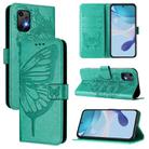 For UMIDIGI Bison X20 Embossed Butterfly Leather Phone Case(Green) - 1