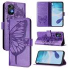 For UMIDIGI Bison X20 Embossed Butterfly Leather Phone Case(Light Purple) - 1