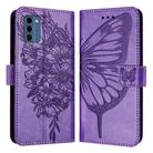 For Nokia C300 Embossed Butterfly Leather Phone Case(Light Purple) - 2