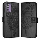 For Nokia G42 / G310 Embossed Butterfly Leather Phone Case(Black) - 2