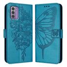 For Nokia G42 / G310 Embossed Butterfly Leather Phone Case(Blue) - 2