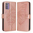 For Nokia G42 / G310 Embossed Butterfly Leather Phone Case(Rose Gold) - 2