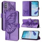 For Nokia G42 / G310 Embossed Butterfly Leather Phone Case(Light Purple) - 1