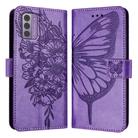 For Nokia G42 / G310 Embossed Butterfly Leather Phone Case(Light Purple) - 2