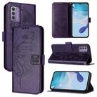 For Nokia G42 / G310 Embossed Butterfly Leather Phone Case(Dark Purple) - 1