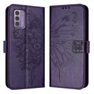 For Nokia G42 / G310 Embossed Butterfly Leather Phone Case(Dark Purple) - 2