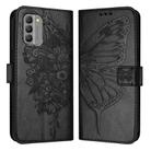 For Nokia G400 Embossed Butterfly Leather Phone Case(Black) - 2