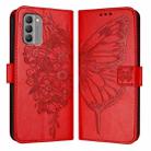 For Nokia G400 Embossed Butterfly Leather Phone Case(Red) - 2