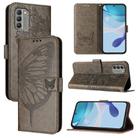 For Nokia G400 Embossed Butterfly Leather Phone Case(Grey) - 1