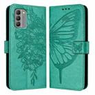 For Nokia G400 Embossed Butterfly Leather Phone Case(Green) - 2