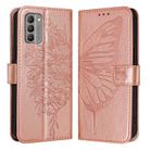 For Nokia G400 Embossed Butterfly Leather Phone Case(Rose Gold) - 2