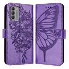 For Nokia G400 Embossed Butterfly Leather Phone Case(Light Purple) - 2