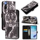 For Sony Xperia 10 IV Colored Drawing Pattern Plain Weave Leather Phone Case(Black And White Tiger) - 1