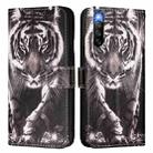 For Sony Xperia 10 IV Colored Drawing Pattern Plain Weave Leather Phone Case(Black And White Tiger) - 2