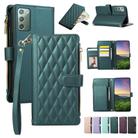 For Samsung Galaxy Note20 Rhombic Zipper Wallet Leather Phone Case(Green) - 1