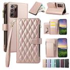 For Samsung Galaxy Note20 Ultra Rhombic Zipper Wallet Leather Phone Case(Rose Gold) - 1