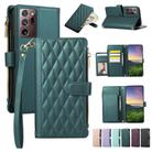 For Samsung Galaxy Note20 Ultra Rhombic Zipper Wallet Leather Phone Case(Green) - 1