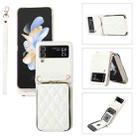 For Samsung Galaxy Z Flip4 Rhombic Full Zipper Wallet Leather Phone Case(White) - 1